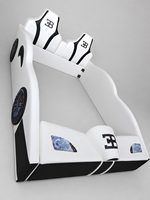 Nouveau lit pour enfants, lit double créatif en forme de voiture de sport pour garçon avec barrière de sécurité, simple et tendance