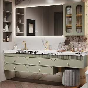 Mueble de Baño Flotante de Madera de Lujo Estilo Europeo Personalizado al por Mayor con Lavabo - Product Image 2
