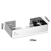 Étagère de douche murale en acier inoxydable SUS304 sans perçage avec fentes de drainage pour shampoing et savon