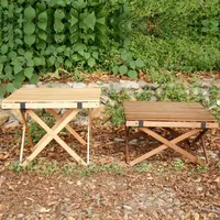 Meubles de transport portables pliés pour l'extérieur Table de camping en bois de hêtre massif pour barbecue et rouleaux d'oeufs