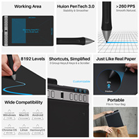 Tablette graphique numérique Huion Professional H1061P 10 x 6,5 pouces avec 8 touches de pression pour le dessin, 8192 niveaux, Inspiroy 2 L