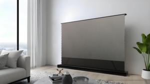 Pantalla de Proyección Motorizada Enrollable de <span class=keywords><strong>100</strong></span> <span class=keywords><strong>Pulgadas</strong></span> para <span class=keywords><strong>TV</strong></span> Láser, con Tensión para el Suelo, Rechaza la Luz Ambiental, Ultra Corta Distancia para Láser - Product Image 5