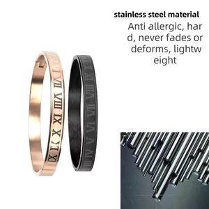 Nuevo Brazalete Digital Romano de Acero Inoxidable, Pulsera de Moda con Hebilla Abierta Personalizada y Dijes - Product Image 3