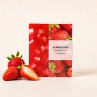 Savon artisanal à la fraise en gros, visage et corps, huile essentielle de fruits, éclat lumineux, soin doux, tous types de peau, OEM 200g