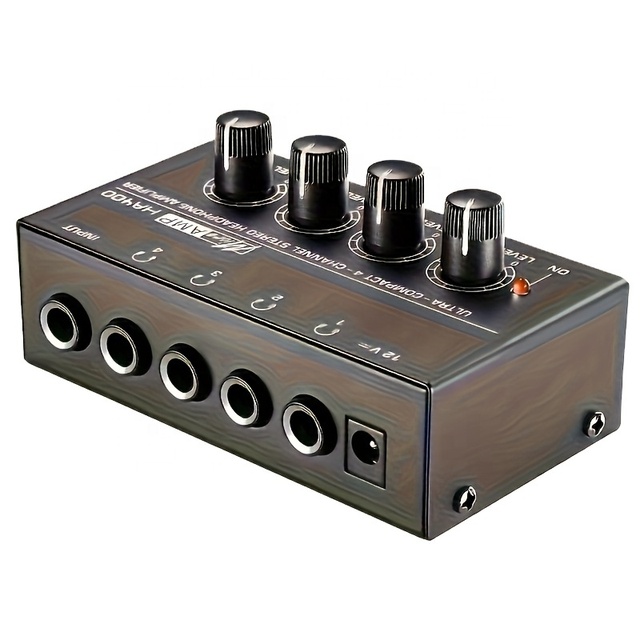 4-Channel Stereo Headphone Amplifier HA400 | Ultra-Compact 12V Headphone Monitor with USB Power Ideal for Music Enthusiasts