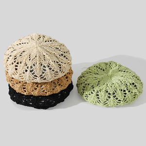 Sombrero artístico de pintor de verano <span class=keywords><strong>boina</strong></span> ahuecada de ganchillo hecha <span class=keywords><strong>a</strong></span> mano <span class=keywords><strong>para</strong></span> mujer - Product Image 4