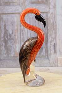 Figura de Flamenco de Vidrio Soplado a Mano, Naranja y Marrón, Decoración Artística de Animales, Artesanía Hecha a Mano - Product Image 3