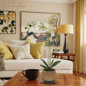 Orquídea de Estilo Moderno, Tacto Real, Impresión 3D, Maceta de Tela, Flores Artificiales Decorativas para Decoración Interior y Exterior - Product Image 2