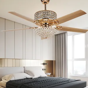 China New Products Modern Luxury Fancy Crystal Lights Living Room Silent Ceiling Fan