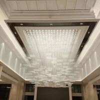 Lustre moderne de luxe à LED en cristal K9, forme goutte de pluie carrée, télécommande, AC, CRI 90 élevé, pour hôtels, halls d'accueil, villas, plafonds hauts