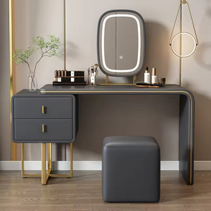 Table de toilette de luxe minimaliste avec miroir éclairé, design italien, rangement intégré, petite taille pour chambre, sur mesure, direct usine - Product Image 6