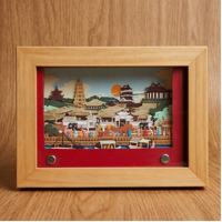 Cadre en bois 3D personnalisé pour art chinois, boîte à ombre, cadeau souvenir culturel créatif, décoration de bureau, vitrine d'exposition artisanale, vente en gros