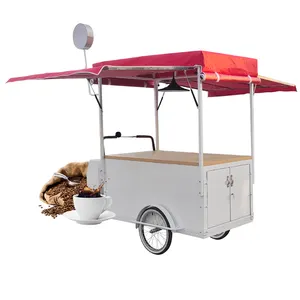 3 Wielen Elektrische Outdoor Selling Mobiele Food Kar Koffie Food Fiets Mobiele Koffiekar Bestelwagen Met Opvouwbare Waterdichte Dak