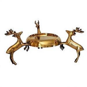 Porte-bougie en forme de renne de Pâques, fait main, en métal, finition laiton antique, décoration pour la maison - Product Image 1