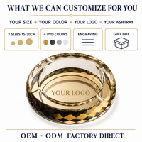 Cendrier en cristal rond taillé en diamant, 4 repose-cendres, logo personnalisé gravé, 15cm 18cm 20cm, cadeau d'hôtel, vente en gros, OEM