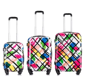 2022 new coming PC print film luggage Manufacturer LUGGAGE Customized Logo PC Colorful trolley travel bags 07
