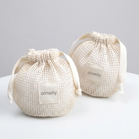 Sac à savon en coton sergé pratique, réutilisable, lavable, pochette en maille avec cordon de serrage, logo personnalisé imprimé pour une utilisation quotidienne sous la douche, exfoliant