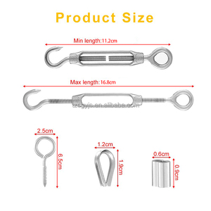 19 pièces, Kits de garde-corps de câble de jardin, vis à œil de tire-bouchon en acier inoxydable enduit de PVC de 15m/50 pieds, tendeur de fil de tendeur - Product Image 3