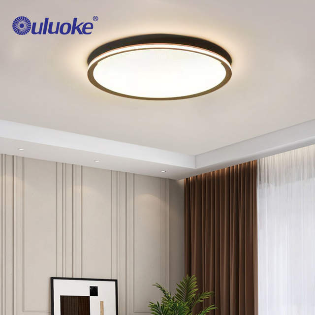 Modern Minimalist LED Ceiling Light Iron Aluminum PC Construction Black Gold Finish for Living Room Hotel Hall-Surface Mount