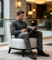 Fauteuil de salon individuel en tissu haut de gamme avec dossier ajouré, chaise personnalisée pour hôtel, réunion d'affaires, fourniture FF&E