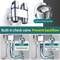 Robinet d'arrêt d'eau multifonction en alliage de zinc de bonne qualité, durable, G1/2, double sortie, mini robinet d'angle, utilisation pour la salle de bain, la machine à laver