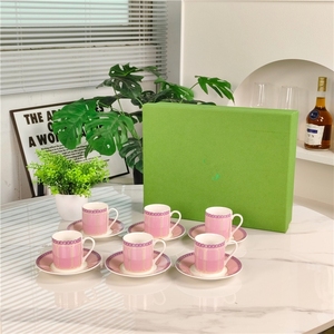 Factory Wholesale Classic pink Bone China Concentrated 6 <b>Cup</b> and Saucer Afternoon Tea <b>Cup</b> <b>Set</b> with Gift Box Luxury Eco-Friendly - Product Image 4