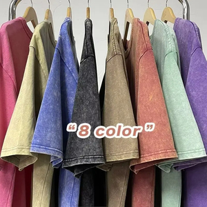 Última calidad hacia abajo hombro calle O cuello ácido lavado camiseta adulto, venta al por mayor personalizado 100% algodón ácido lavado camiseta - Product Image 2