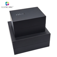 Emballage de luxe personnalisé pour cosmétiques et parfums, boîte rigide en carton noir mat à deux pièces avec couvercle et base, pour bougies