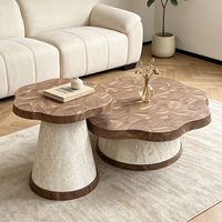 Table basse en bois de luxe haut de gamme, en forme de fleur, créative, pour salon, ensemble de tables basses design, dernière collection, en vente