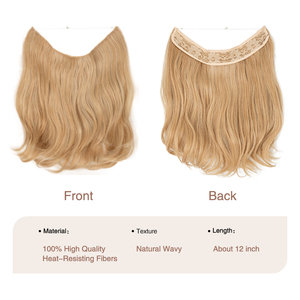 Extensiones de <span class=keywords><strong>Cabello</strong></span> Largo Ondulado de Fibra de Alta Temperatura con Alambre Invisible, Color Rubio, para Mujer, Marca Privada al por Mayor - Product Image 2