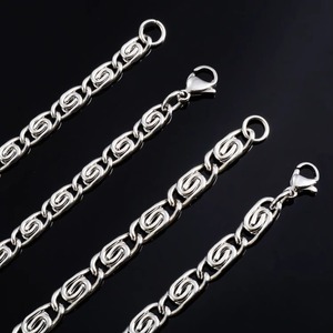 Collier chaîne à maillons en forme de trombone en acier inoxydable 1,5 mm 2 mm pour femmes et hommes, couleur argent, bijoux créatifs style hip-hop - Product Image 4