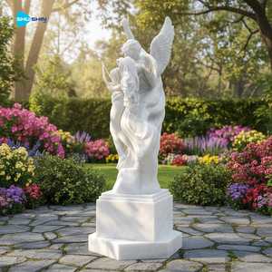 야외 정원 장식 날개 달린 천사 조각상 유럽 디자인 대리석 수공예 내구성 조각 - Product Image 2