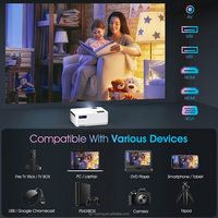 Proyector Inteligente Android TV 1080P con Soporte 4K, WiFi y para Cine en Casa Portátil, Conjunto de Proyección de Películas/Vídeos con Regalo