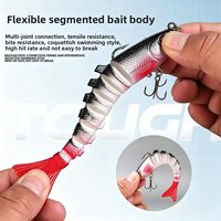 Leurre de pêche articulé multi-segments 90 mm 17 g avec tête plombée en plastique souple, 8 segments
