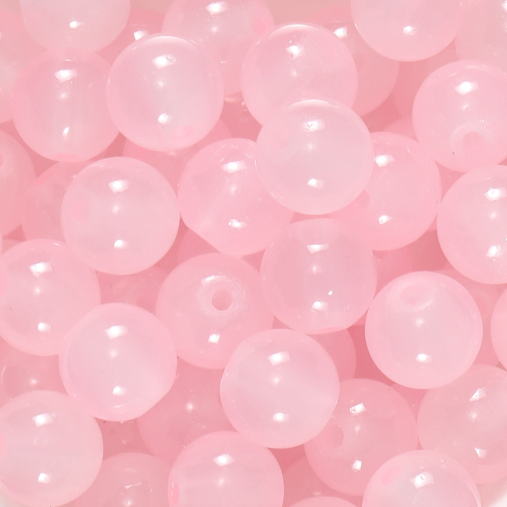 Perles de verre imitation jade 10 mm - Rose clair