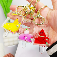 Porte-clés Charme Créatif en Acrylique Thème Été : Dessin Animé Mignon, Tendance Mode, Glace en Forme de Sucette, Mini Fruits Flottants – Idéal Cadeau