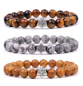 <span class=keywords><strong>Bracciale</strong></span> Elastico Unisex in Cristallo Curativo con Occhio <span class=keywords><strong>di</strong></span> Tigre Giallo Naturale da 8mm, Agata Muschiata e Cristallo <span class=keywords><strong>di</strong></span> Lava a <span class=keywords><strong>Fiocco</strong></span> <span class=keywords><strong>di</strong></span> <span class=keywords><strong>Neve</strong></span> per Uomini e Donne - Product Image 1
