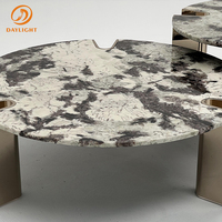 Table basse moderne de luxe italienne en marbre avec pieds en acier inoxydable doré, mobile et décorative pour le salon, meubles de maison