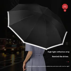10-Rib Double-Ribbed Fully <b>Automatic</b> 10-Rib 70% Reverse Sun Rain Foldable Dual-Use Advertising <b>Umbrella</b> with Logo Printing - Product Image 3