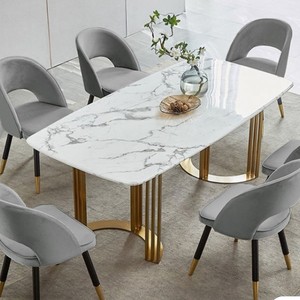 Meubles <span class=keywords><strong>de</strong></span> salon Table à manger bon marché à vendre Table à manger en marbre avec pieds en métal Promotion - Product Image 3