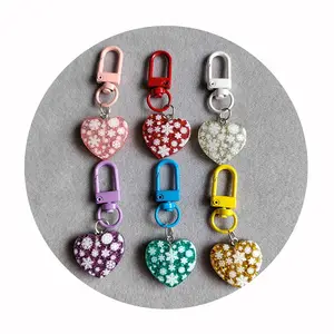 Harz Herz-Schlüsselanhänger niedlicher Perlenanhänger Schlüsselring für Damen Taschen-Schmuck Autoschlüsselanhänger Schmuckzubehör Geschenk