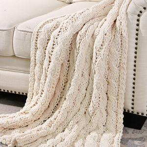 Chunky Knit Blanket Throw Soft <span class=keywords><strong>Jumbo</strong></span> Chenille Blanket Yarn Cozy Modern Style Soft Throws for Home Use Taille personnalisable - Product Image 5