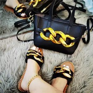 Conjunto de sapatos e bolsas femininos, conjunto de sapatos e sacos combinando por atacado