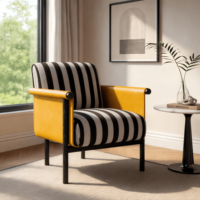 Fauteuil de salon en teck doré, style moderne et minimaliste, pour la maison, le bureau et l'hôtel, coin lecture