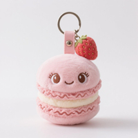 Porte-clés en peluche personnalisé, mignon, en forme de macarons fraises de dessin animé, pour sac à dos