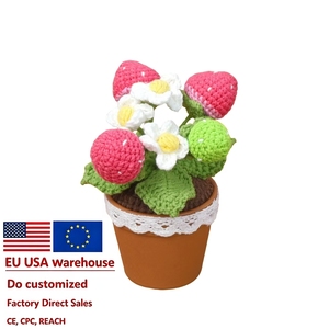 Pot de fleurs en crochet fait main en forme de <span class=keywords><strong>fraise</strong></span>, pot de fleurs en fil tricoté pour la décoration de la maison, cadeau au crochet - Product Image 2