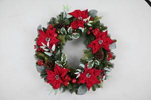 Couronne de Noël artificielle pour animaux de compagnie ronde personnalisée en gros Couronne de fleurs artificielles de 30 pouces pour la fête - Product Image 5