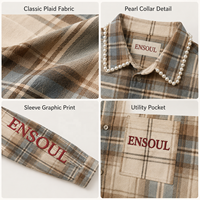 Chemises pour hommes personnalisées, vintage, à manches longues, boutonnées, à motif brodé, style streetwear décontracté, coupe oversize, à carreaux et ornées