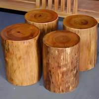 Tabouret en racine de bois massif sculpté de style nordique, écologique, élégant, avec base florale, table basse, ottoman d'appoint pour chambre, entrée, hôtel
