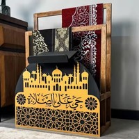 Support en bois pour Coran et tapis de prière, cadeau idéal pour le Ramadan et la décoration islamique de la maison, élégant support et organisateur doré pour tapis de prière